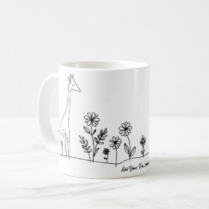 Caneca De Café Desenho de Arte da Flores de Girafa Minimalista