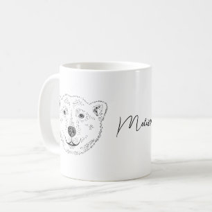 Caneca De Café Desenho De Arte Da Linha Da Cabeça Do Urso Polar S