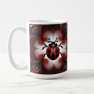 Caneca De Café Desenho de Arte de Joaninha Abstrata,