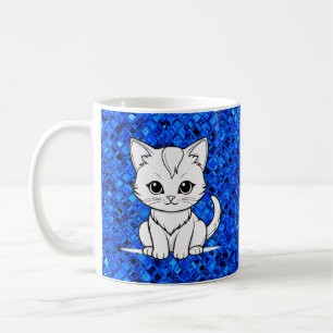Caneca De Café Desenho de arte de linha de gatinho de gato estili