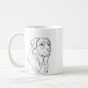Caneca De Café Desenho de arte em linha de cachorro moderno minim