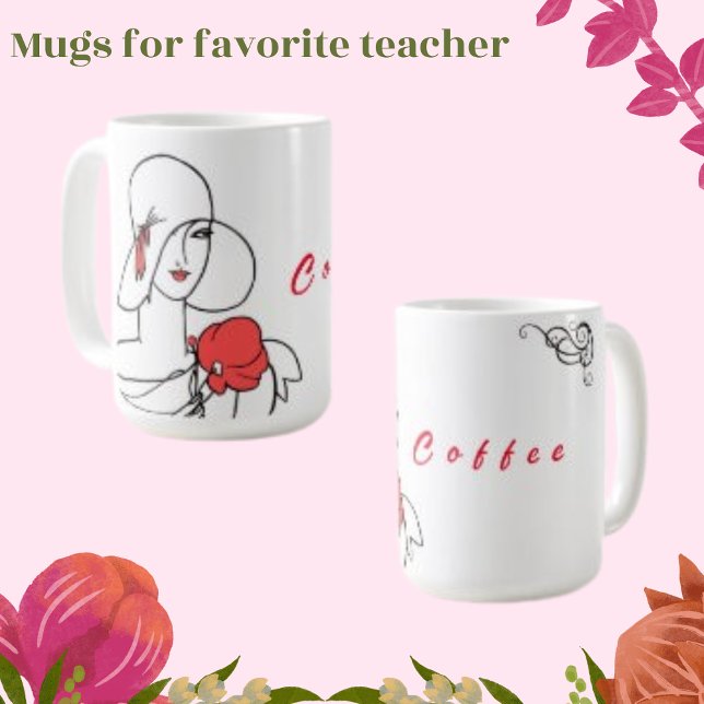 Caneca De Café Desenho de Arte em Linha, Texto do Café (Criador carregado)