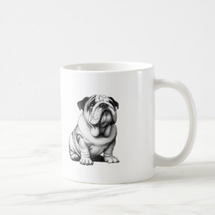 Caneca De Café Desenho de buldogue preto e branco adorável