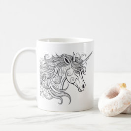 Caneca De Café Desenho de Cabeça de Unicórnio