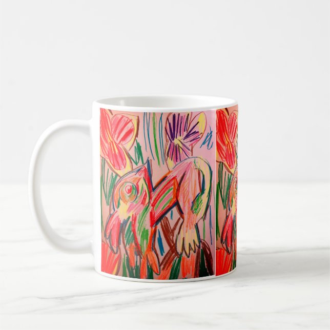 Caneca De Café Desenho de camaleão da floresta tropical  (Esquerda)