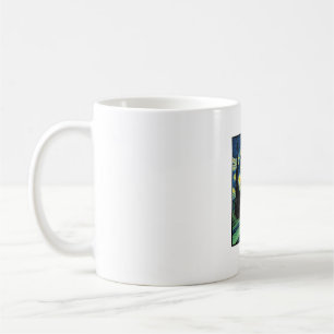 Caneca De Café Desenho de Camisa Vetorial de Paisagem Noturna de 