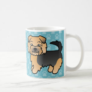 Caneca De Café Desenho De Cão De Cartoon De Norfolk Terrier Preto
