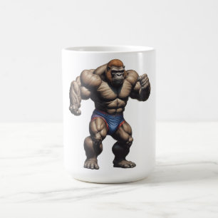 Caneca De Café Desenho de Cartoon em Pop Art de Gorila Fisicultur