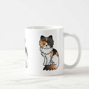 Caneca De Café Desenho de Cartoon Gato Persa de Calico