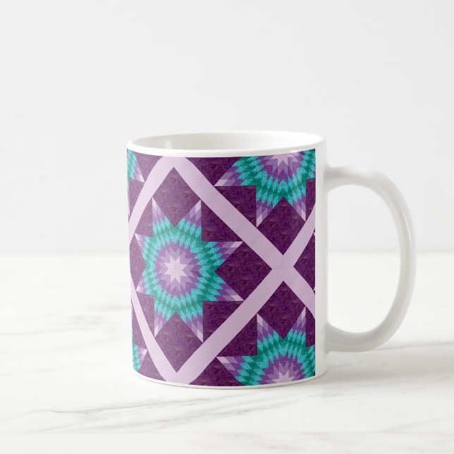 Caneca De Café Desenho de Colcha Lone Star Roxo (Direita)