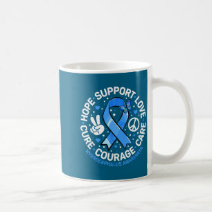Caneca De Café Desenho de conscientização da fita azul de apoio à