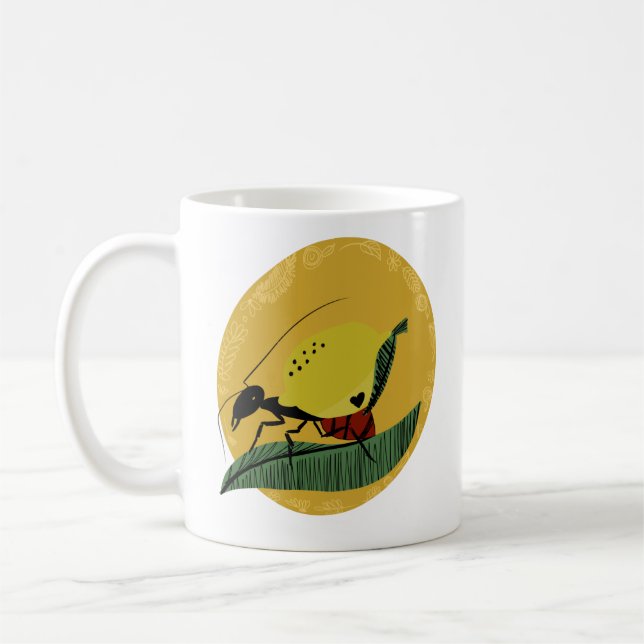 Caneca De Café Desenho de desenho animado de limão e formiga (Esquerda)