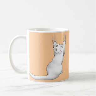 Caneca De Café Desenho de desenho de gato branco arranhando e ras
