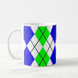 Caneca De Café Desenho de Diamante Argyle Azul Verde Branco
