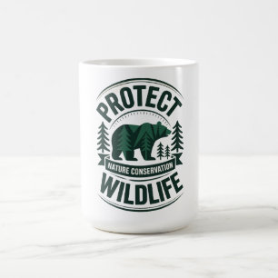 Caneca De Café Desenho de Emblema de Conservação da Natureza e Pr