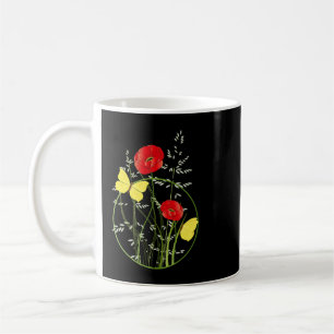 Caneca De Café Desenho de flores delicadas na borda do caminho co