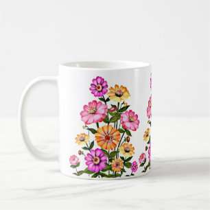 Caneca De Café Desenho de Flores em Aquarela-34063