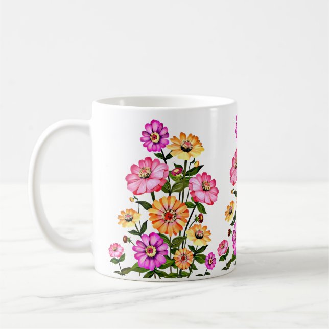 Caneca De Café Desenho de Flores em Aquarela-34063 (Esquerda)