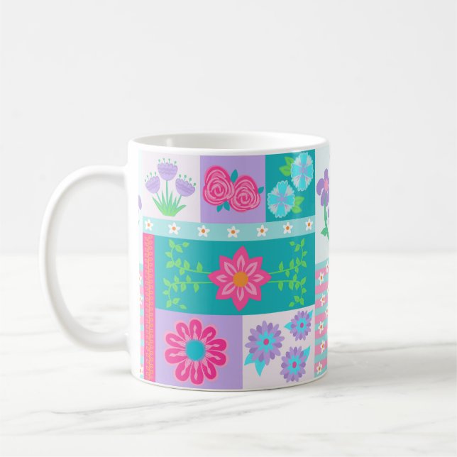 Caneca De Café Desenho de Flores Vibrantes em Flor (Esquerda)