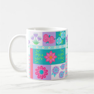 Caneca De Café Desenho de Flores Vibrantes em Flor