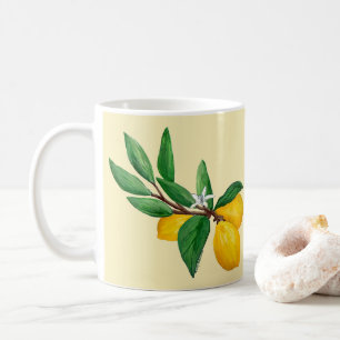 Caneca De Café Desenho de Folha de Limão em Aquarela Citrino Am