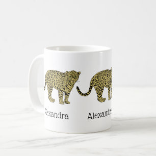 Caneca De Café Desenho De Gato Vintage Leopard Cheetah