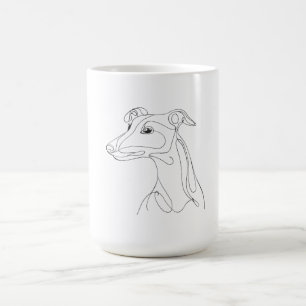 Caneca De Café Desenho de Greyhound em Linha Cinza - Design Minim