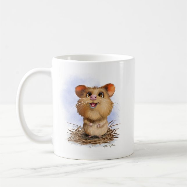 Caneca De Café  Desenho de hamster fofo e fofinho (Esquerda)