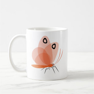 Caneca De Café Desenho de Inseto Borboleta Natureza Desenhada à