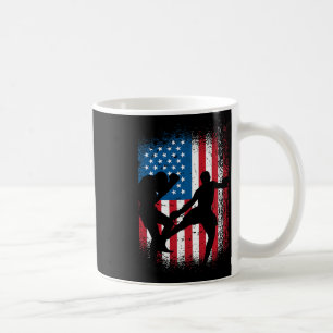 Caneca De Café Desenho de Kickboxing da Bandeira dos EUA para Fã