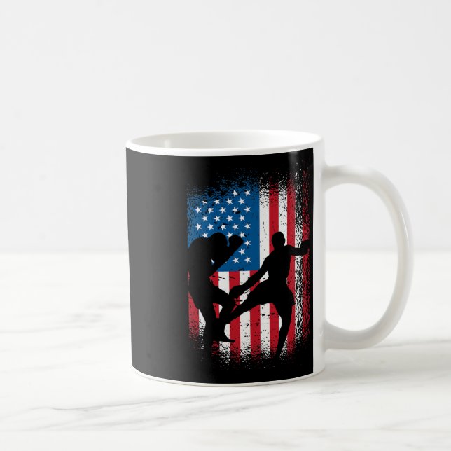 Caneca De Café Desenho de Kickboxing da Bandeira dos EUA para Fã  (Direita)