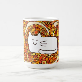 Caneca De Café Desenho de Linha de Gato de Desenho Animado