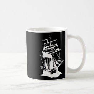 Caneca De Café Desenho de Linha de Navegação de Barco Oceano Mar
