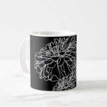 Desenho de linha floral preto mínimo