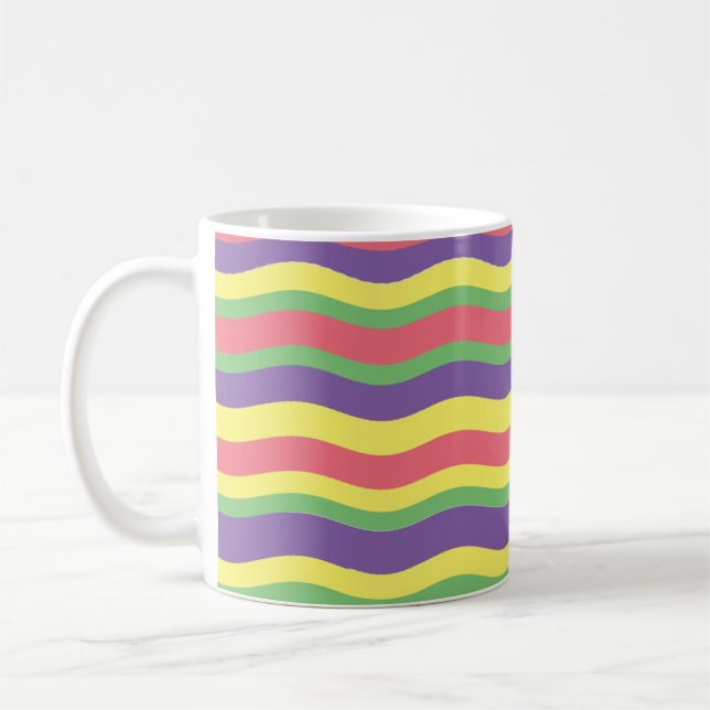 Caneca De Café desenho de listras coloridas (Esquerda)