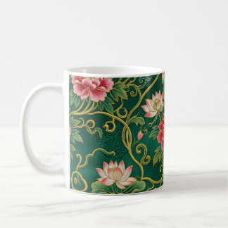 Caneca De Café Desenho de Lótus Chinês
