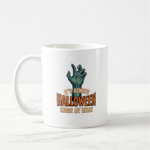 Caneca De Café Desenho de mão de monstro vintage de Halloween den