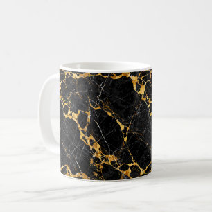Caneca De Café Desenho de Mármore Nero Portoro Luxo Dourado Preto
