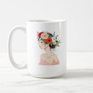 Caneca De Café desenho de mulher floral