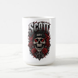 Caneca De Café Desenho de Nome Personalizado Scott Gothic Skull
