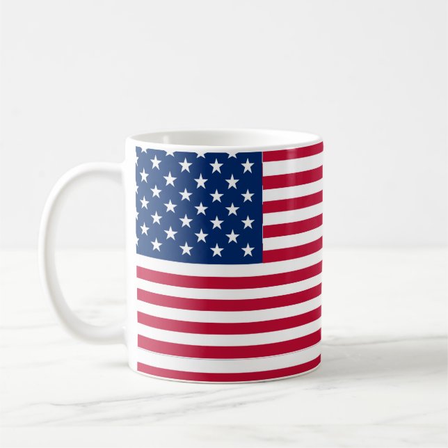 Caneca De Café Desenho de Orgulho da Bandeira Americana dos EUA (Esquerda)