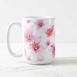Caneca De Café Desenho de Orquídeas em Aquarela 15