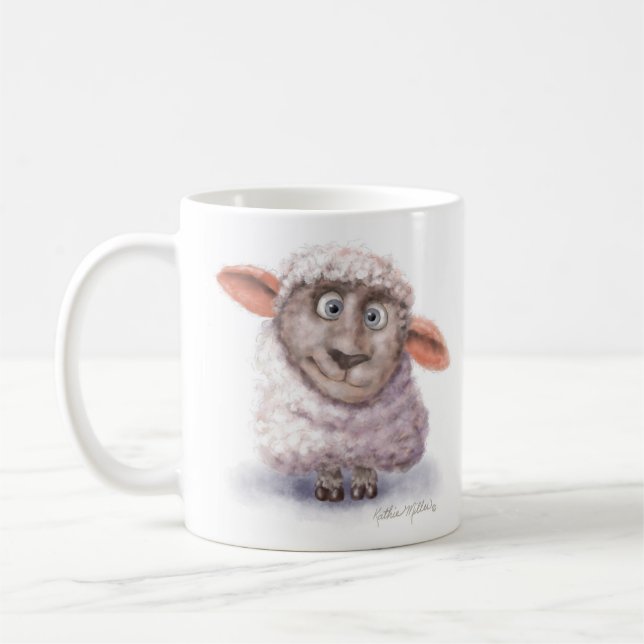 Caneca De Café Desenho de ovelha de bola de algodão (Esquerda)