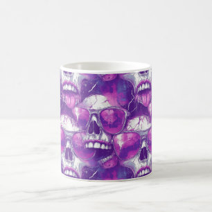 Caneca De Café Desenho de padrão de caveira com óculos de sol rox