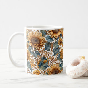 Caneca De Café Desenho de Padrão de Girassóis Dançantes