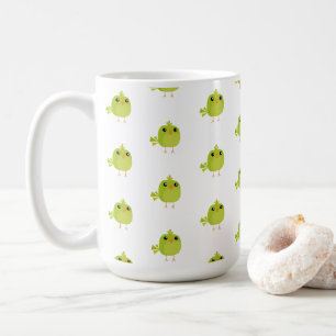 Caneca De Café Desenho de Pássaro Verde  