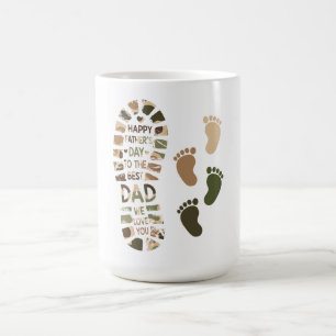 Caneca De Café Desenho de Pegada Camuflada do Dia dos Pais