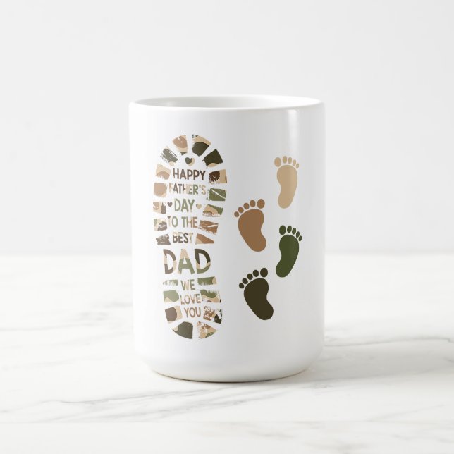 Caneca De Café Desenho de Pegada Camuflada do Dia dos Pais (Centro)