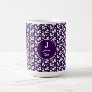 Caneca De Café Desenho de Presente Personalizado de Monograma Flo