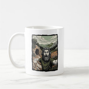 Caneca De Café Desenho de retrato barbudo surpreso de gravura ant
